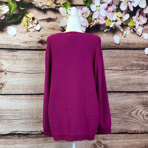 SOLD 🛍️ Jones New York Women’s Cotton Raspberry Cable Knit Sweater Plus 3X - Picture 8 of 9